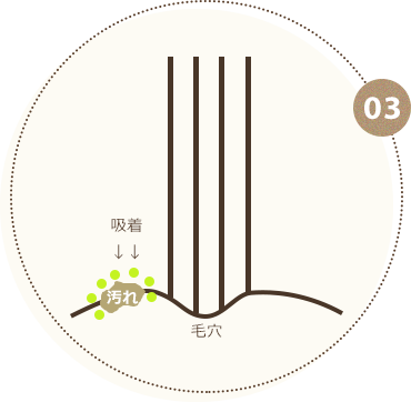 頭皮の汚れを吸着して落とす画像